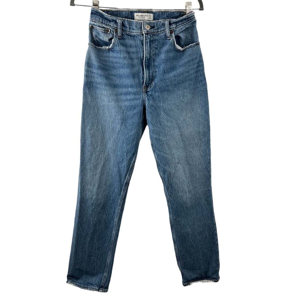 Abercrombie & Fitch The 90s Straight Ultra High Rise Jeans Blue Cotton Blend 27